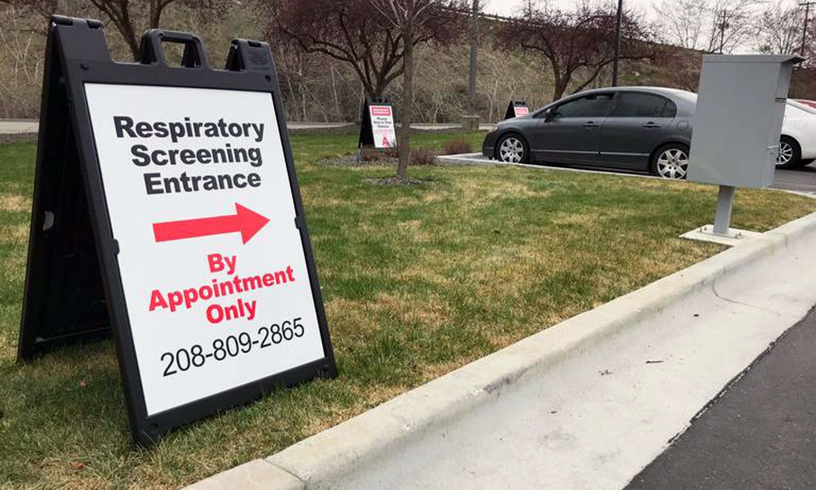 A-Frame Wayfinding Sign for Respiratory Screening Entrance at School