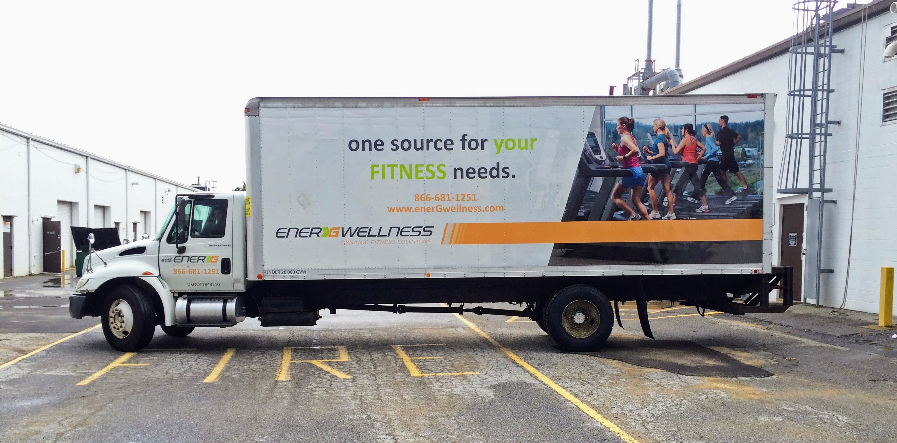 Logistics company truck with trailer graphics